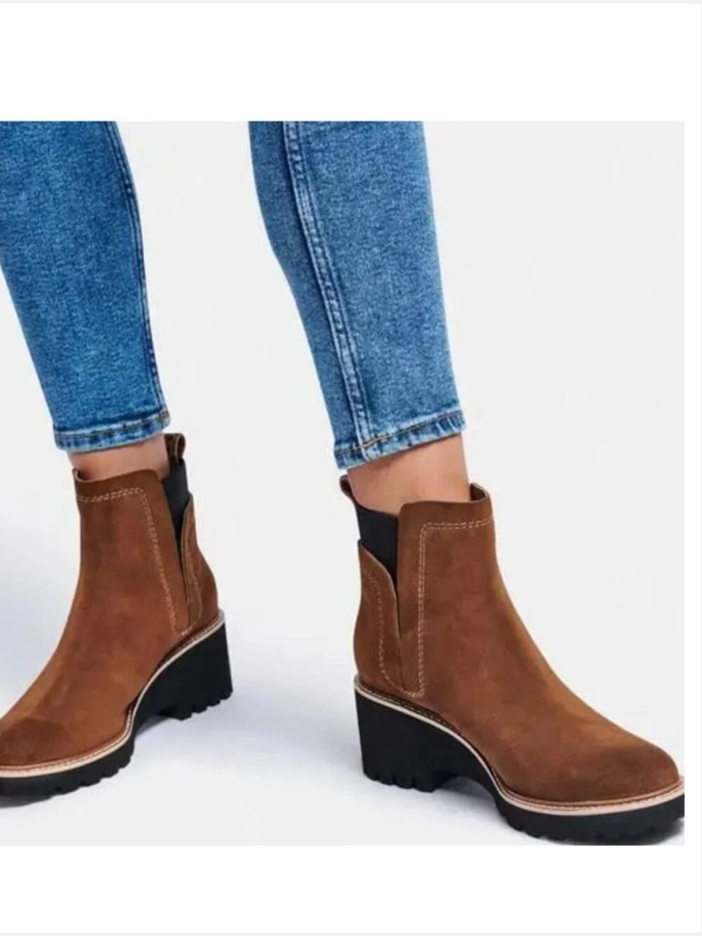Dolce Vita Huey H2O Brown Suede Lug Heel Ankle Booties Women US 8